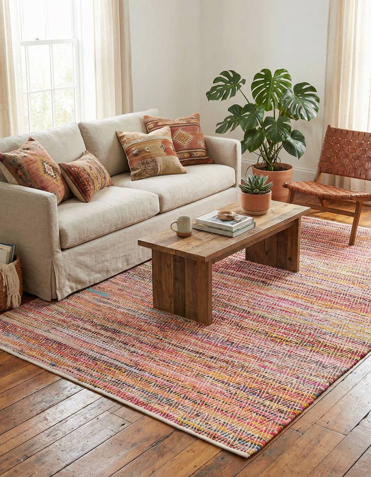 Detail image of  9' x 12'  Hand Woven Chindi Chevron Rug