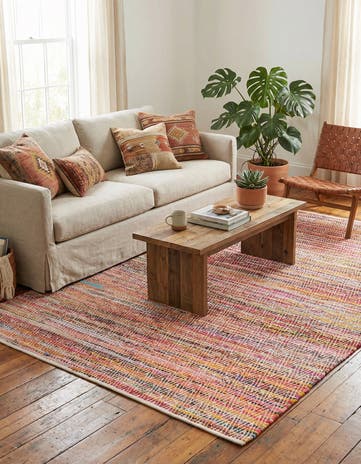 9' x 12' Hand Woven Chindi Chevron Rug
