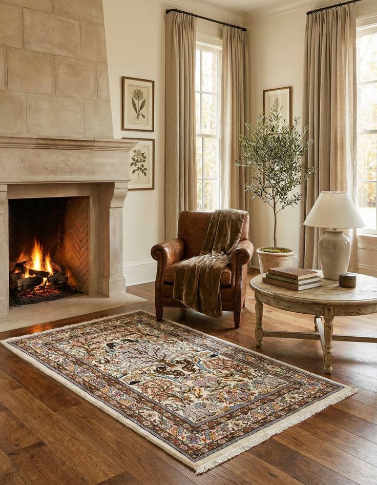 Detail image of  3' 2 x 5' 1  Hand Knotted Tabriz Persian Wool Rug