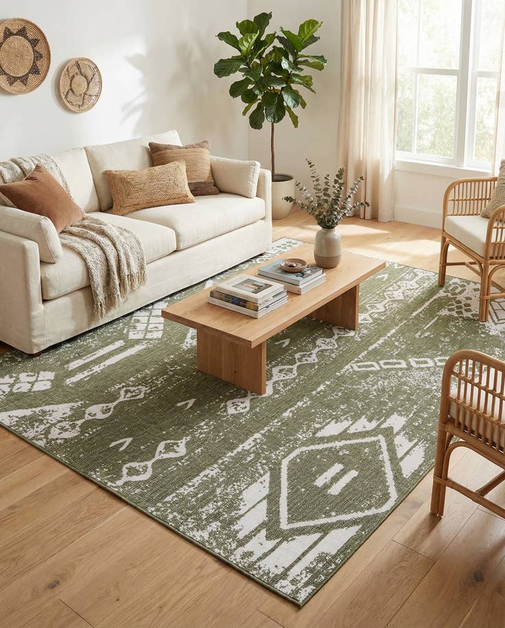 Detail image of 10' x 13' Easy-Clean Bohemian Indoor / Outdoor Rug