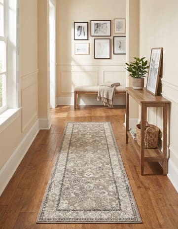 Beige Brown Carrington Runner Rug