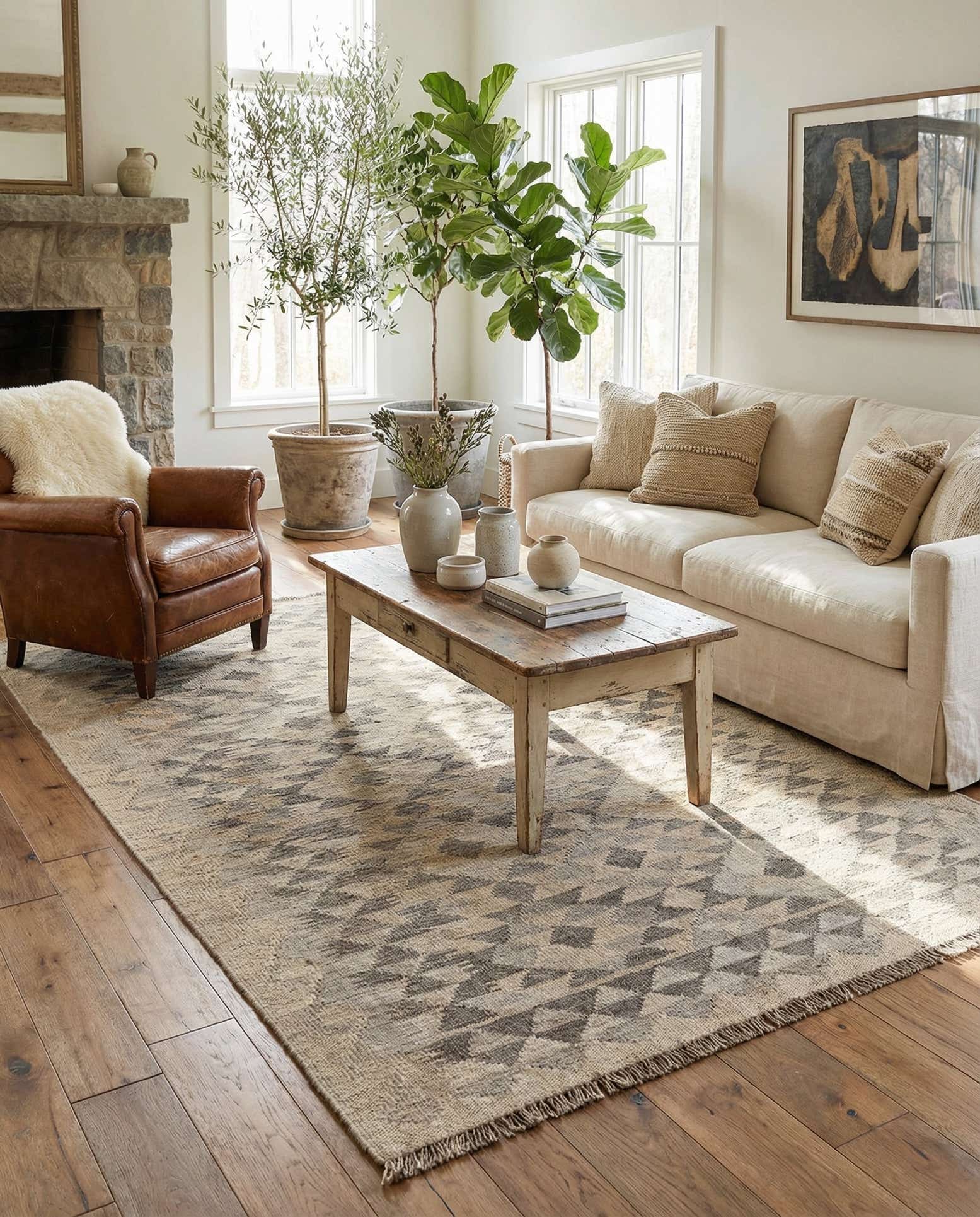 3' 10 x 6' Hand Woven Kilim Maymana Wool Rug