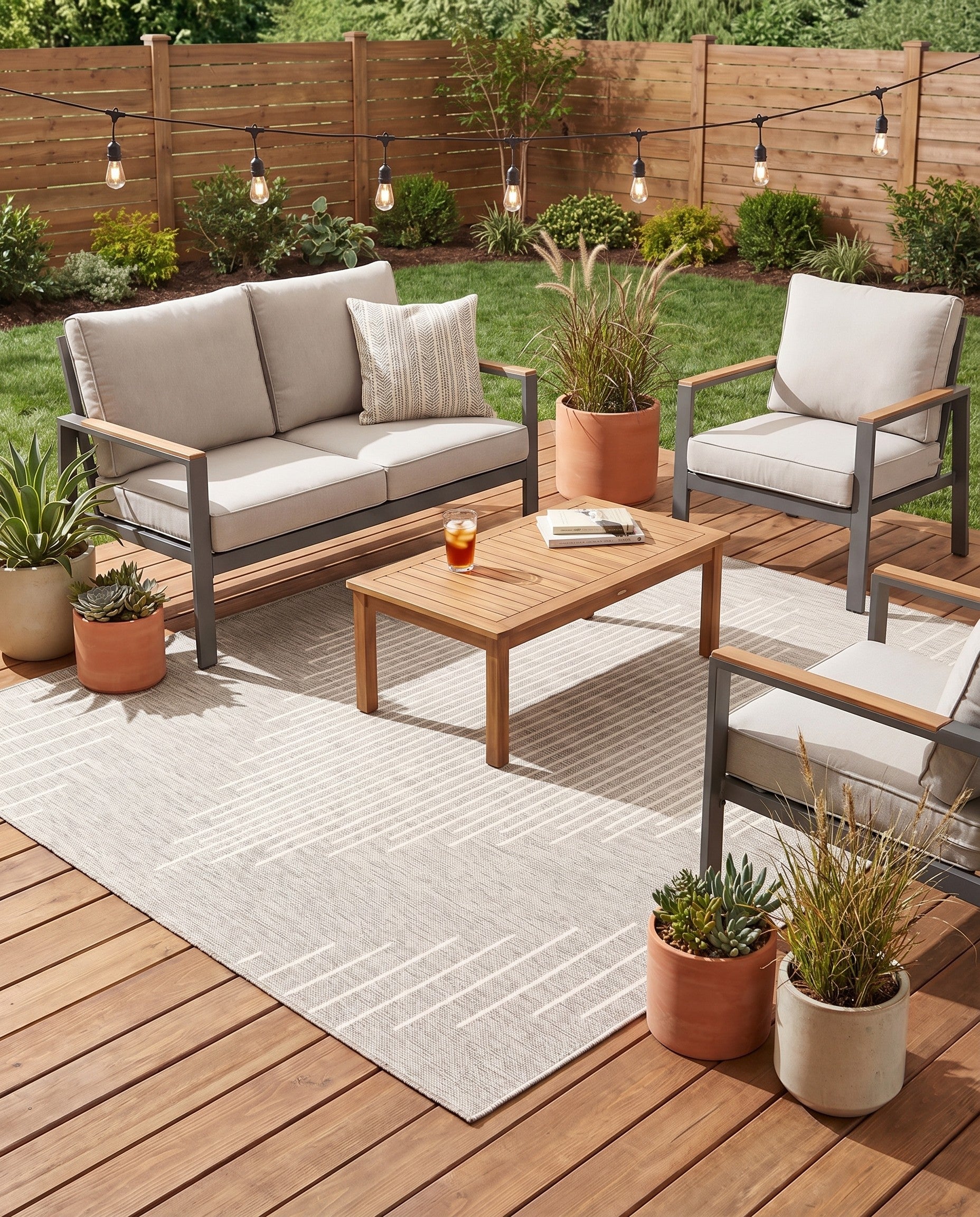 7' x 7' Easy-Clean Modern Indoor / Outdoor Square Rug