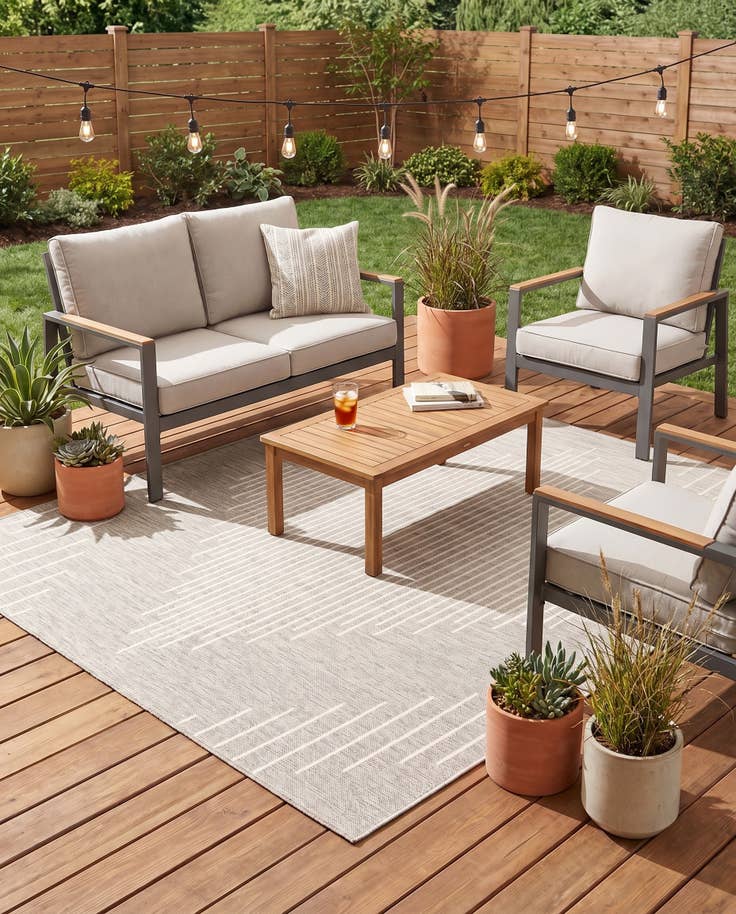 Detail image of 7' x 7' Easy-Clean Modern Indoor / Outdoor Square Rug
