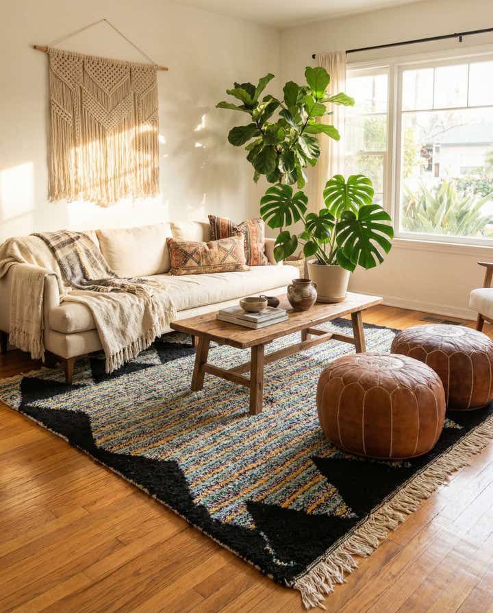 5' 5 x 8' 4 Hand Knotted Moroccan Wool Rug
