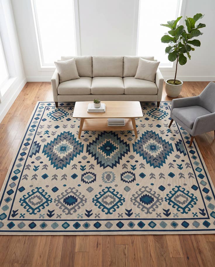 Detail image of 10' x 10' Easy-Clean Baja Indoor / Outdoor Square Rug