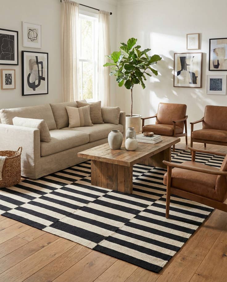 Detail image of 5' 5 x 7' 9 Hand Woven Kilim Modern Wool Rug