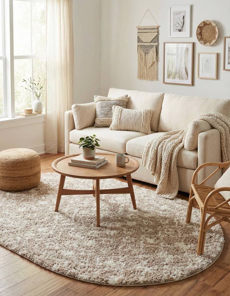 Detail image of  4' x 6' Moroccan Trellis Shag Oval Rug