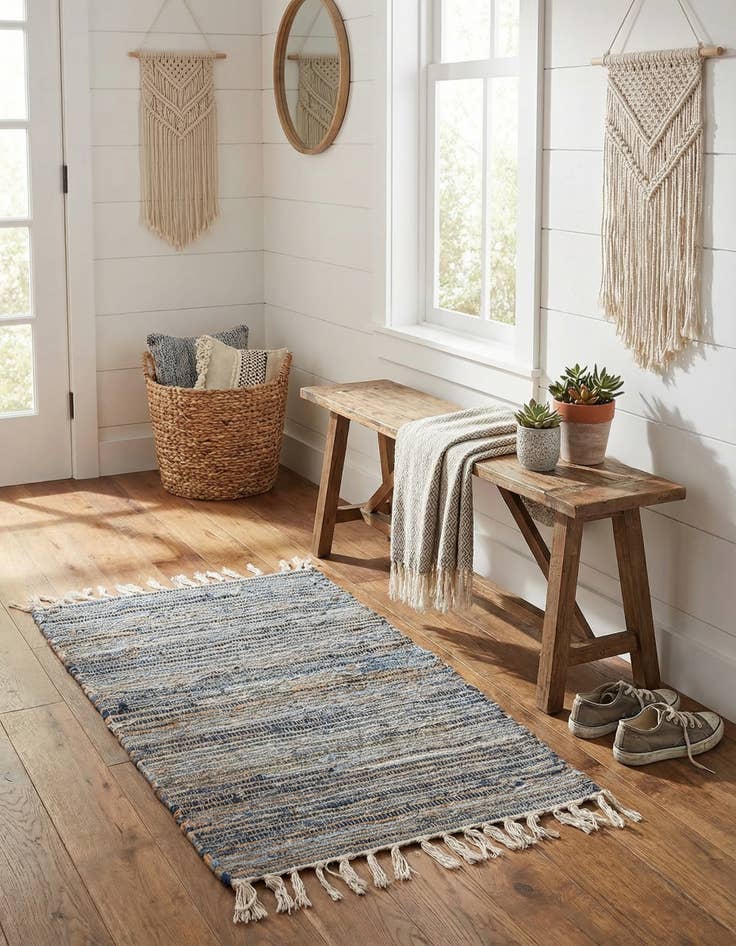 Detail image of 2' x 3' 1  Hand Woven Chindi Jute Rug