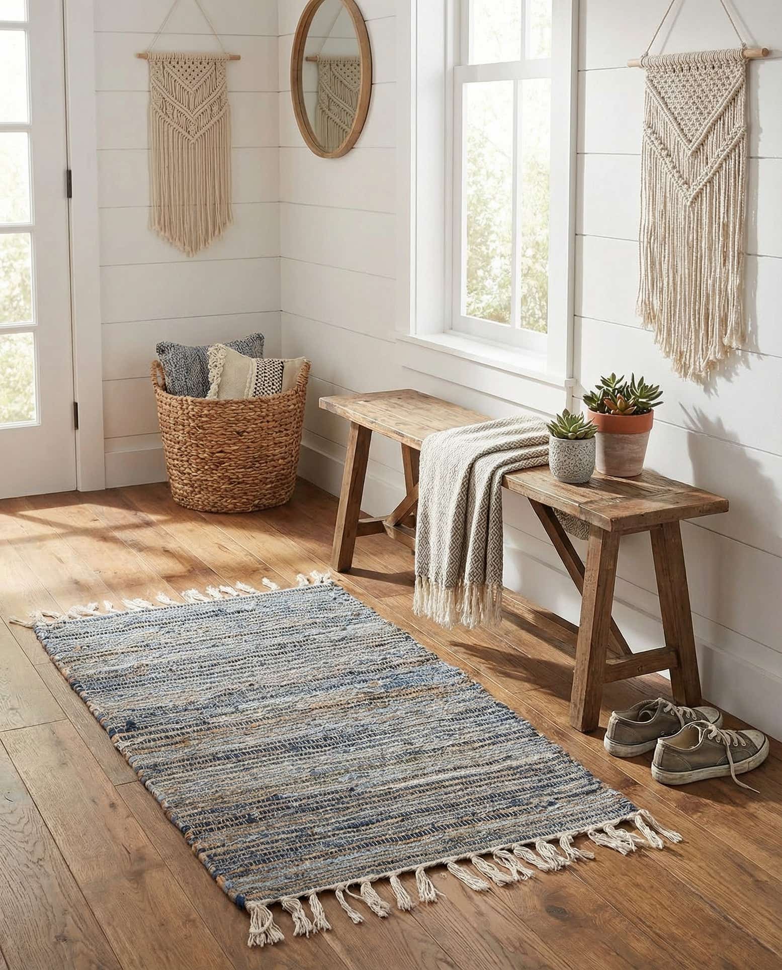 2' x 3' 1 Hand Woven Chindi Jute Rug