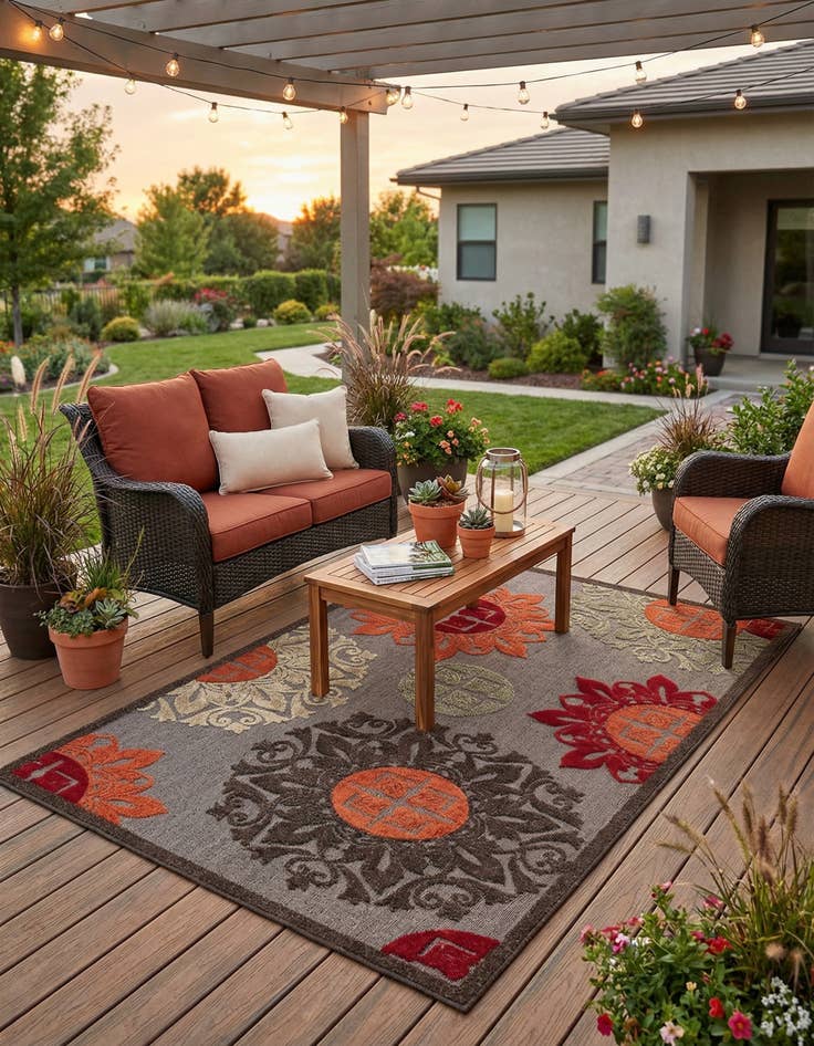 Detail image of 4' x 6'  Washable Modern Indoor / Outdoor Rug