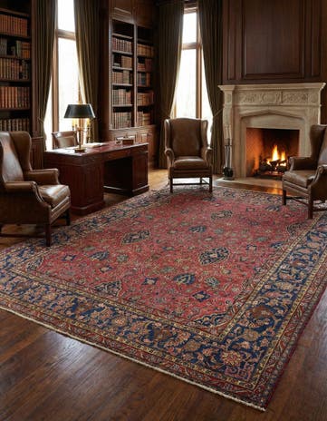 8' 9 x 11' Hand Knotted Sarough Persian Wool Rug