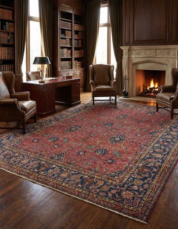 8' 9 x 11' Hand Knotted Sarough Persian Wool Rug