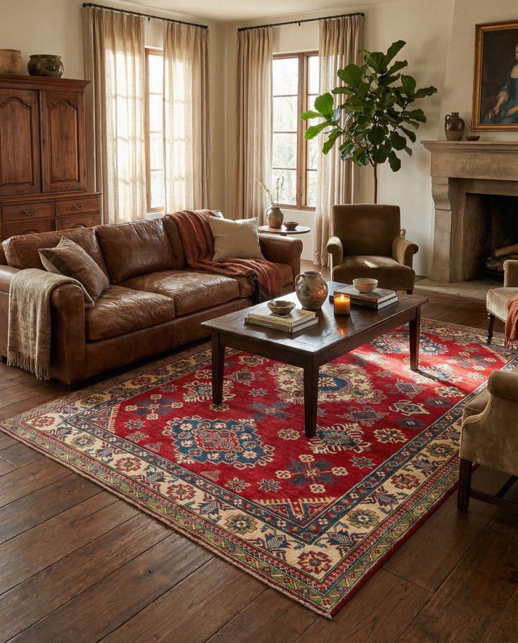 Detail image of 5' 10 x 9' 2 Hand Knotted Kazak Rug