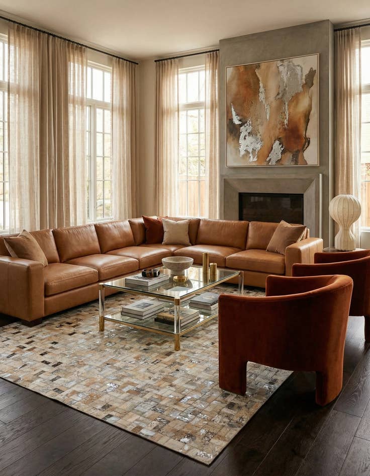 Detail image of 5' 3 x 7' 6 Cowhide Stocks Rug