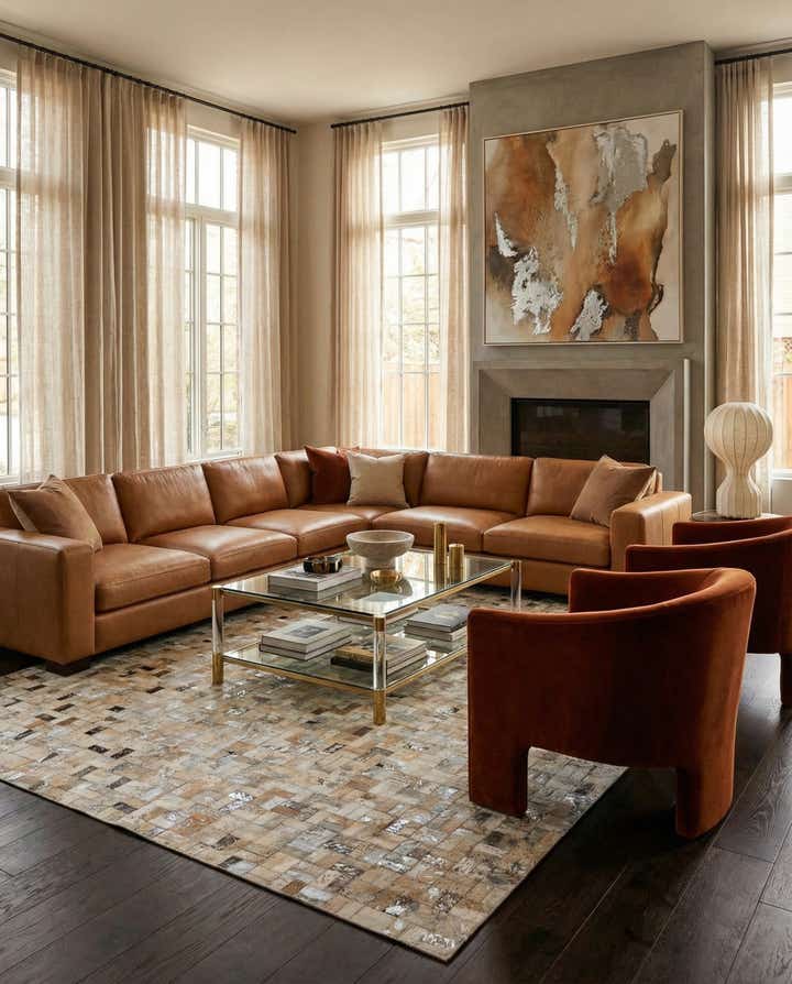 5' 3 x 7' 6 Cowhide Stocks Rug