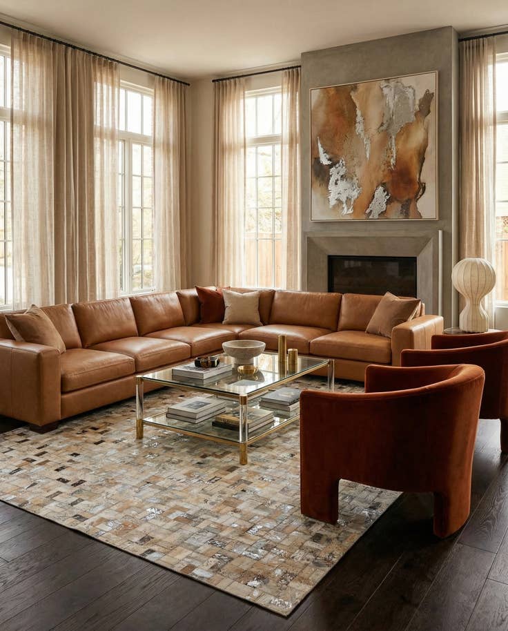 Detail image of 5' 3 x 7' 6 Cowhide Stocks Rug