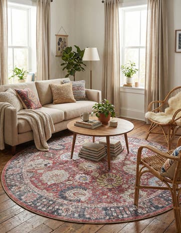 5' 1 x 5' 1 Washable Timeless Round Rug