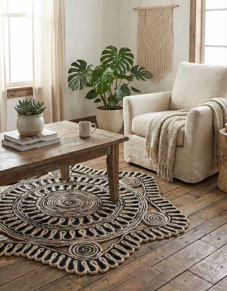 Detail image of 3' 1 x 3' 1  Hand Braided Jute Round Rug