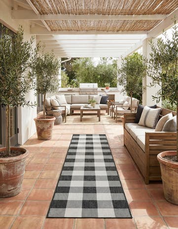 2' 7 x 12' Easy-Clean Checkered Indoor / Outdoor Runner Rug