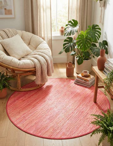 Pink Bamboo Round Rug