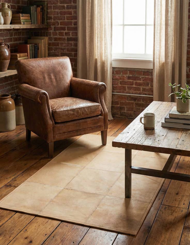 Detail image of  2' 1 x 3' 1 Cowhide Leather Rug