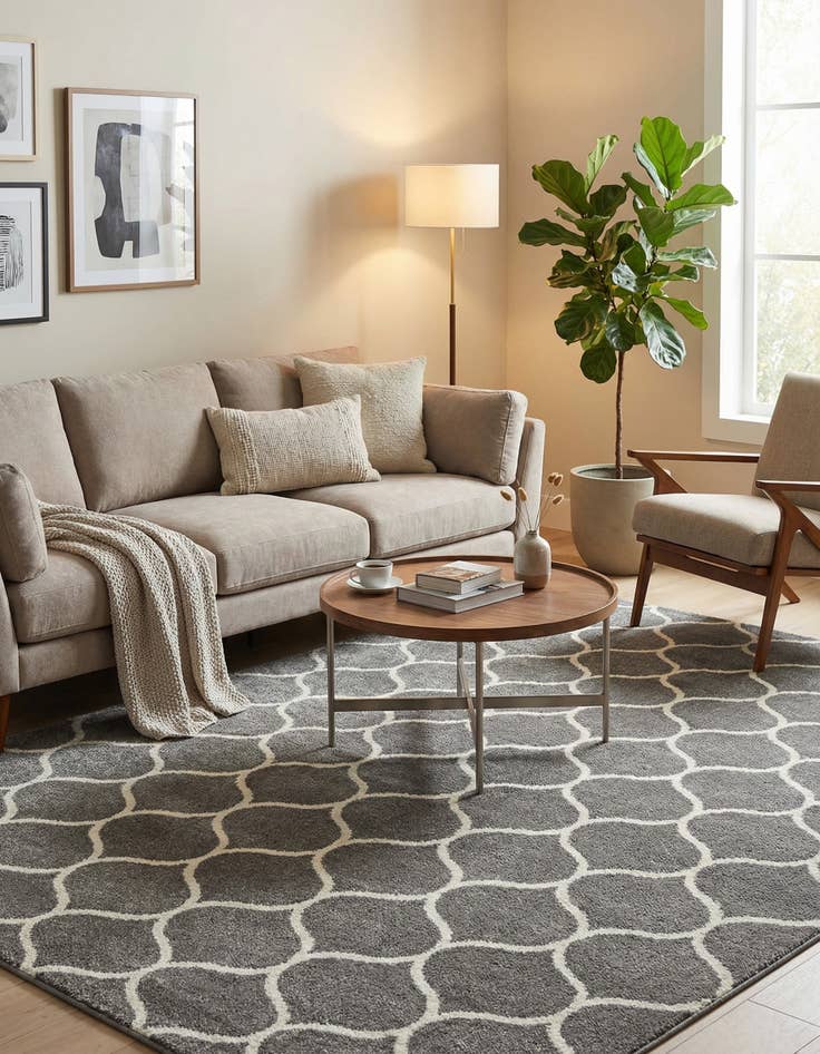 Detail image of  7' 10 x 11' Lattice Frieze Rug