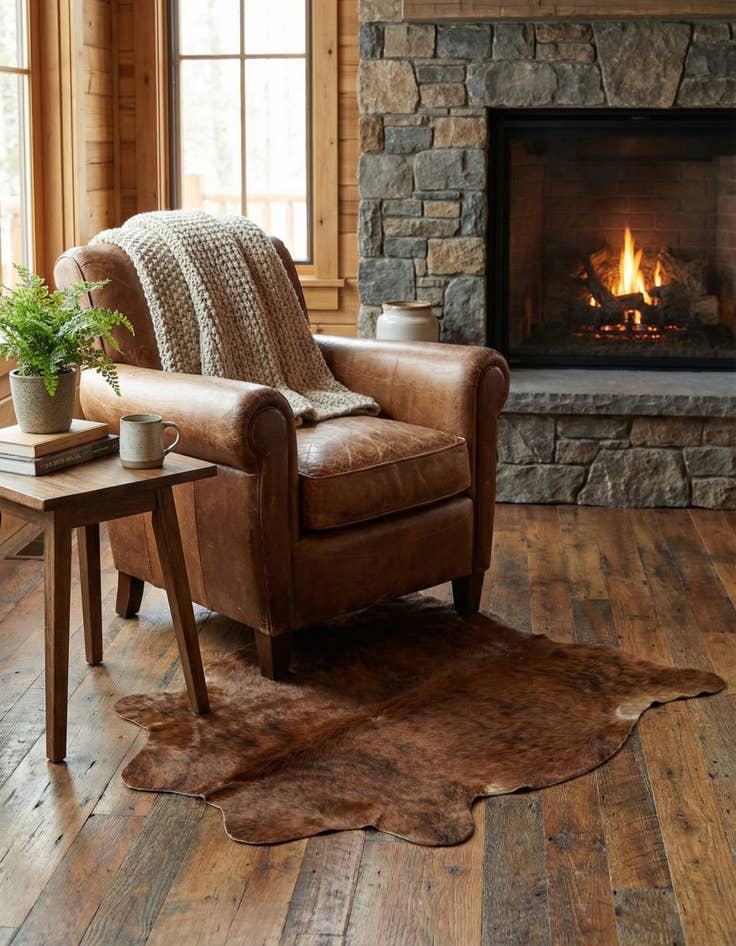 Detail image of 2' 2 x 2' 11 Cowhide Leather Rug