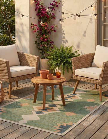 Green Easy-Clean Baja Indoor / Outdoor Rug