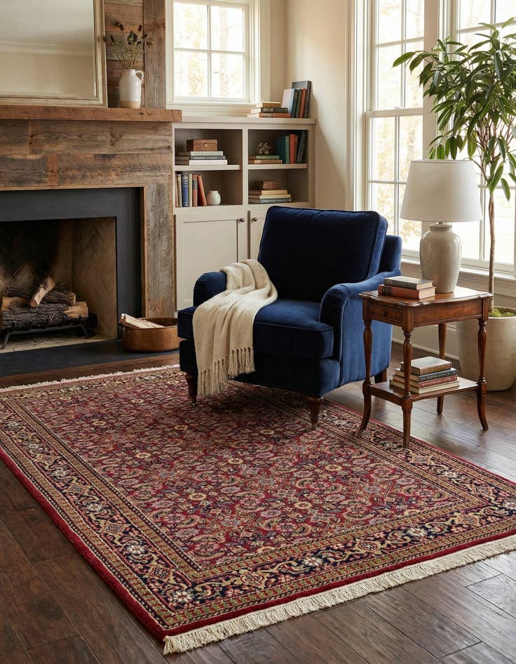 Detail image of  4' x 6' 7  Hand Knotted Farahan Wool Rug