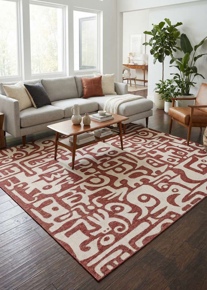 7' 10 x 7' 10 Easy-Clean Modern Indoor / Outdoor Square Rug