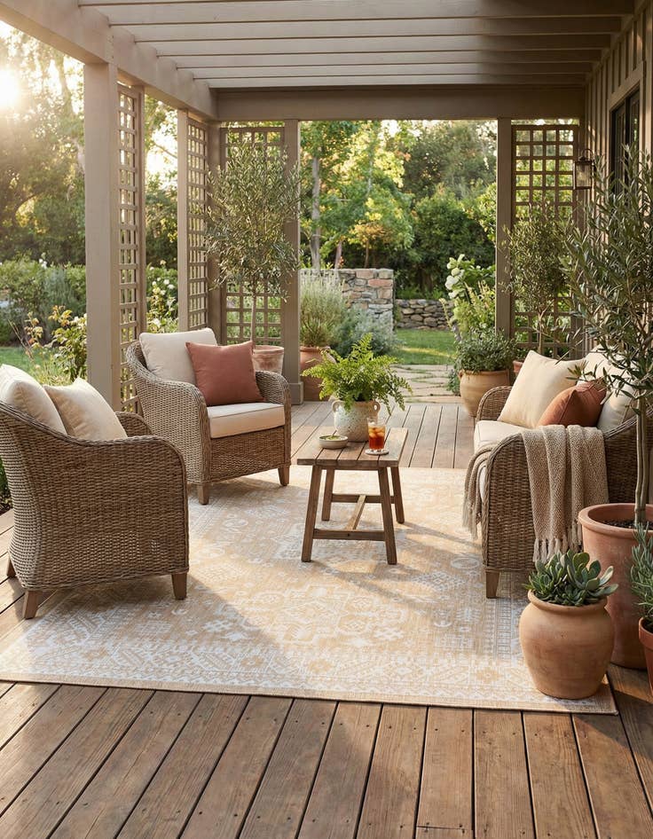 Detail image of  7' x 10'  Washable Aztec Indoor / Outdoor Rug