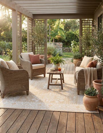 Natural Easy-Clean Aztec Indoor / Outdoor Rug