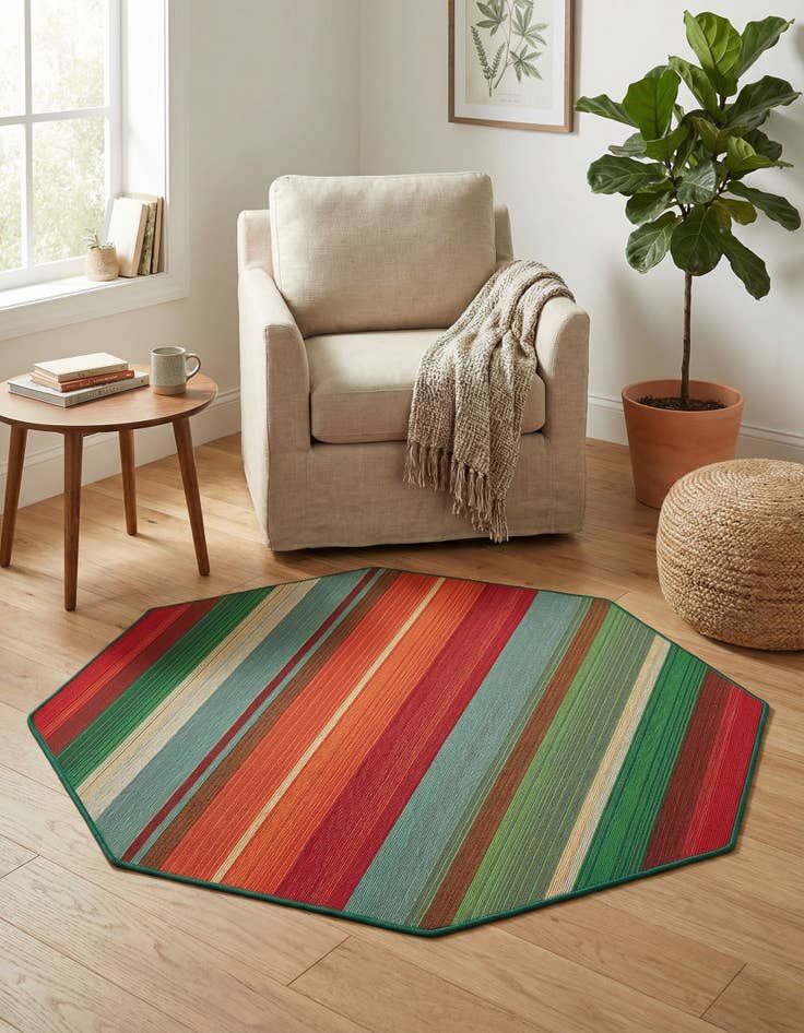Detail image of 4' x 4' Easy-Clean Modern Indoor / Outdoor Octagon Rug