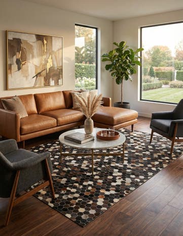 5' 1 x 7' 10 Cowhide Leather Rug