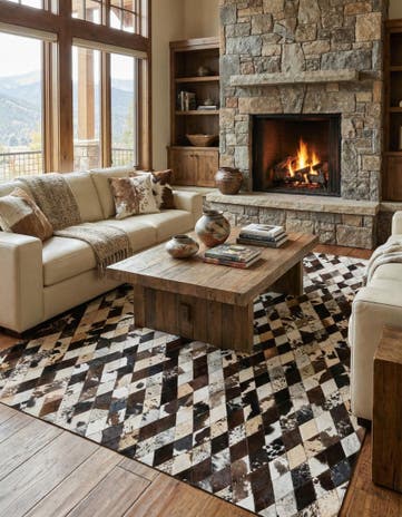 6' 9 x 9' 9 Cowhide Stocks Rug