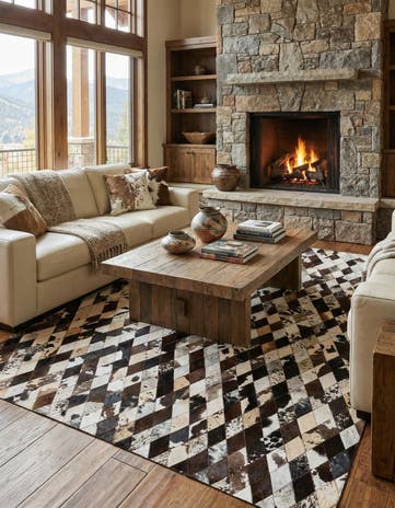6' 9 x 9' 9 Cowhide Stocks Rug