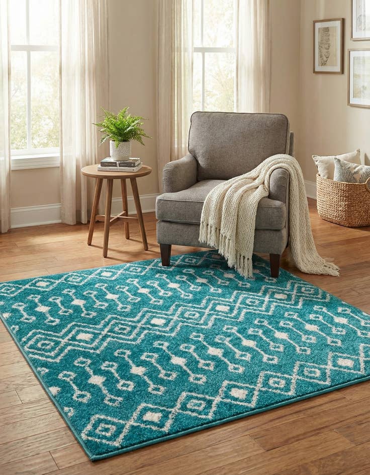 Detail image of 3' 3 x 3' 3 Moroccan Trellis Square Rug