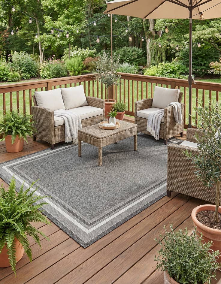 Detail image of 9' x 12' Easy-Clean Border Indoor / Outdoor Rug