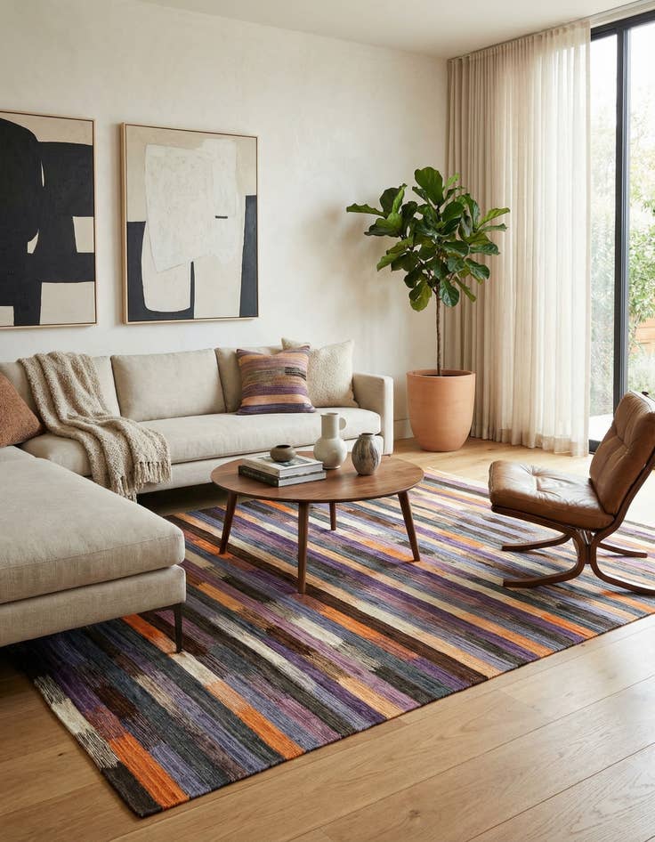 Detail image of 6' 10 x 9' 4  Hand Woven Kilim Modern Wool Rug