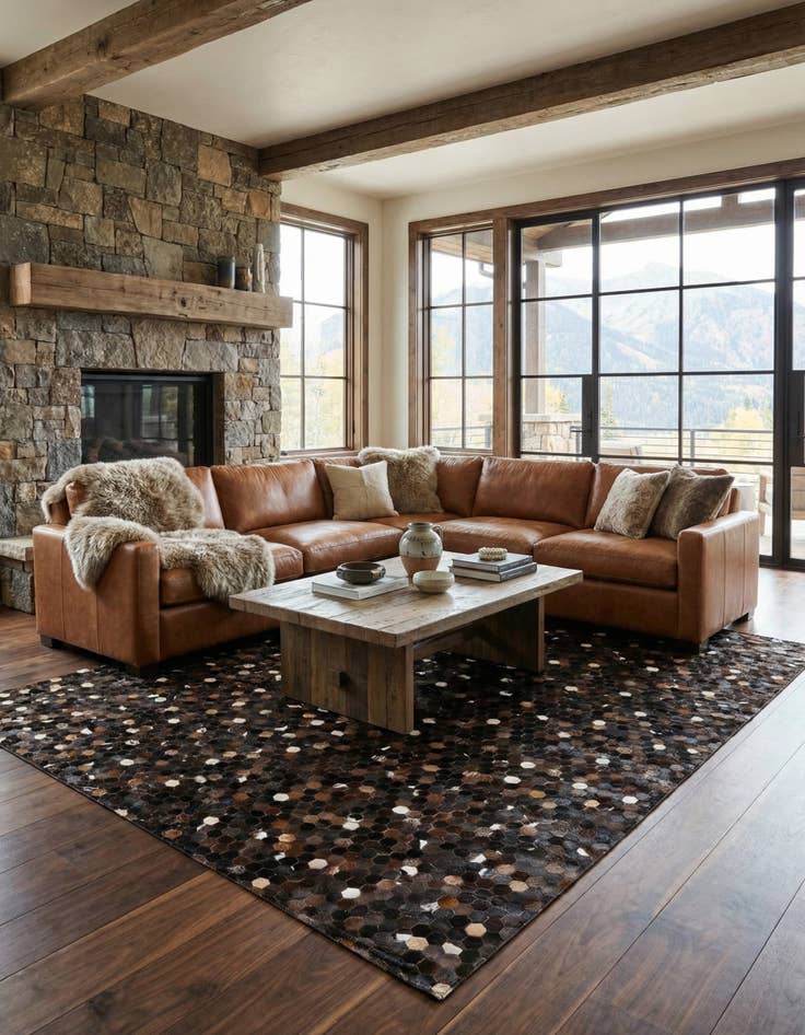 Detail image of 7' 11 x 10' Cowhide Stocks Rug