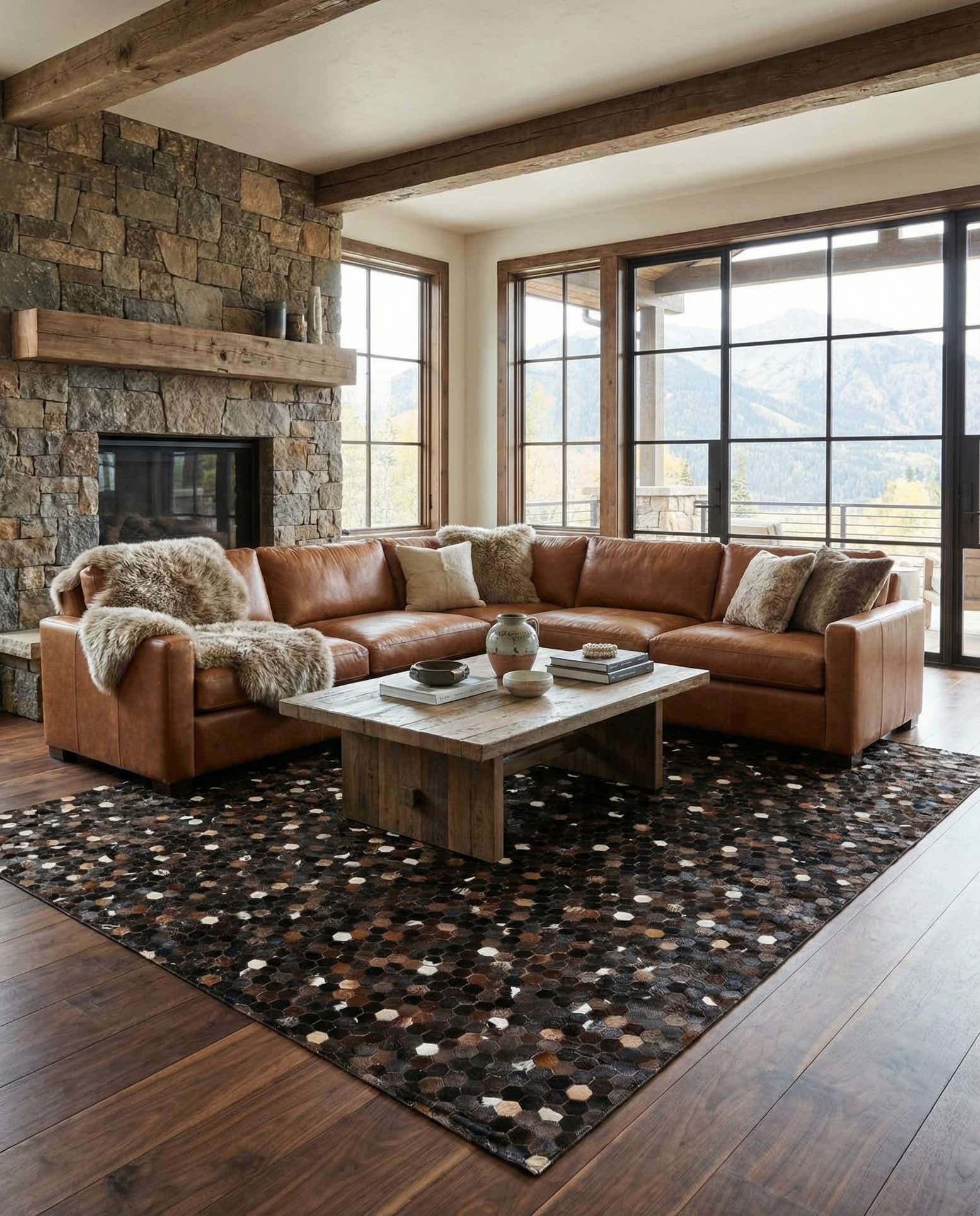 7' 11 x 10' Cowhide Stocks Rug