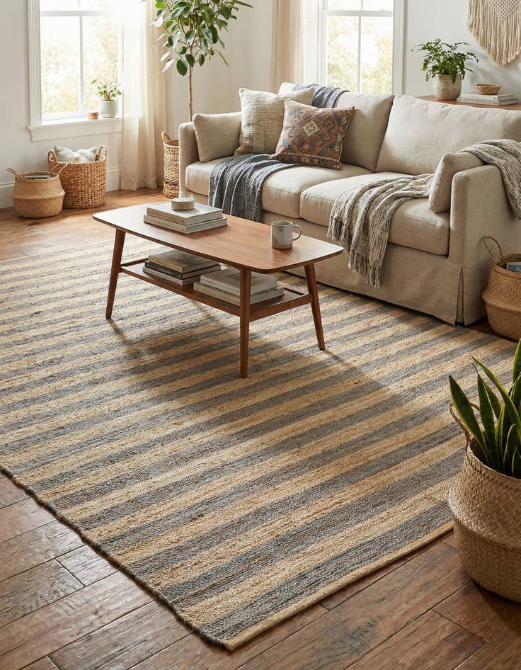 Detail image of  10' x 14' 1  Hand Braided Jute Rug