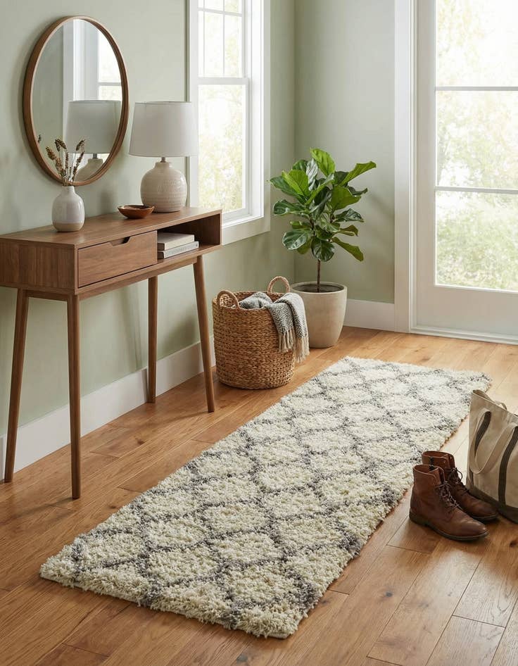 Detail image of  2' x 5' Lattice Shag Runner Rug