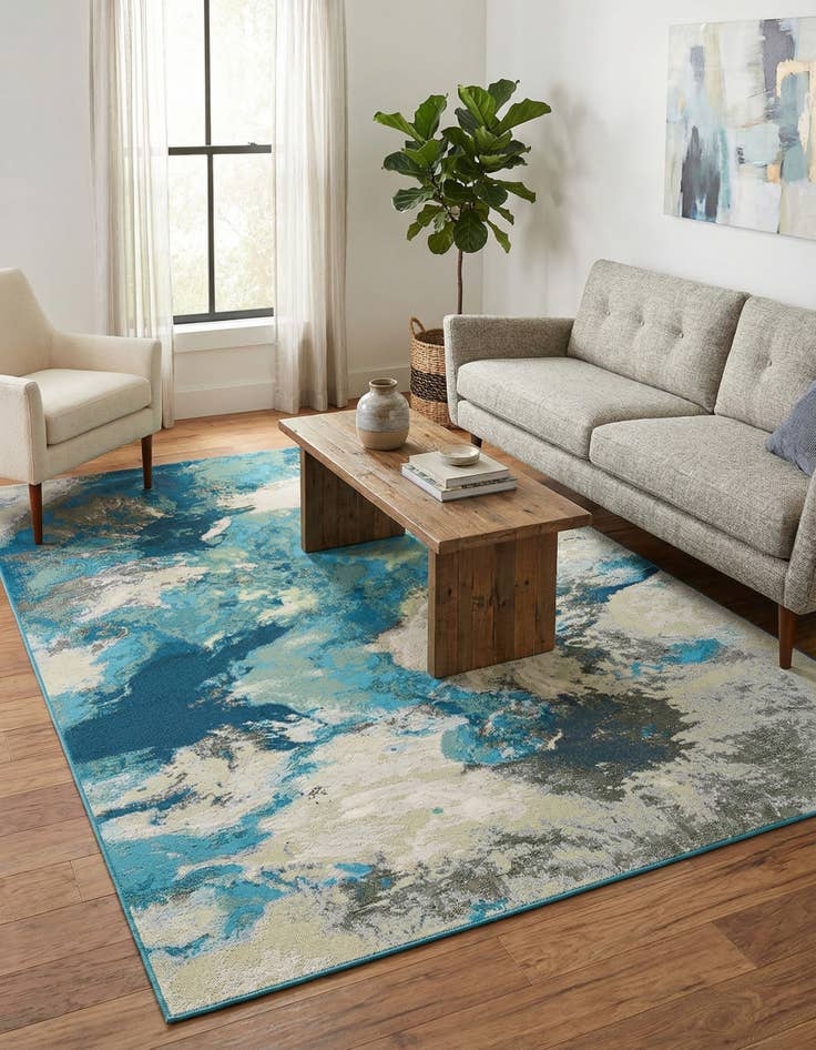 Detail image of 5' 3 x 8'  Washable Modern Indoor / Outdoor Rug