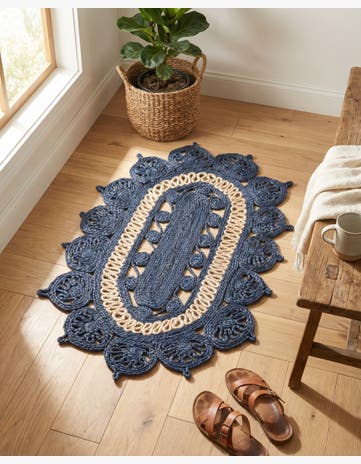 2' x 3' 1 Handmade Braided Jute Oval Rug