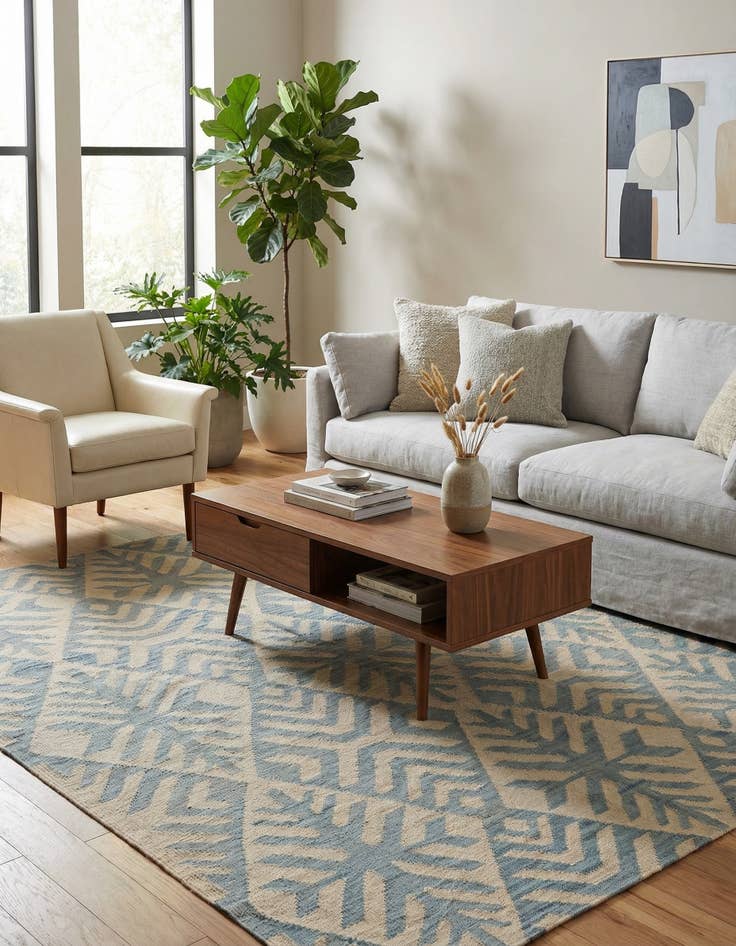 Detail image of 5' 1 x 6' 3 Hand Woven Kilim Modern Wool Rug