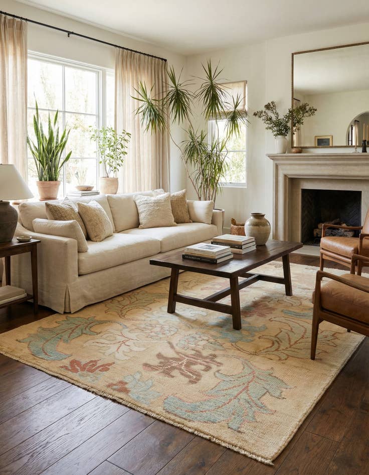 Detail image of 4' 6 x 7' 3  Hand Knotted Oushak Wool Rug