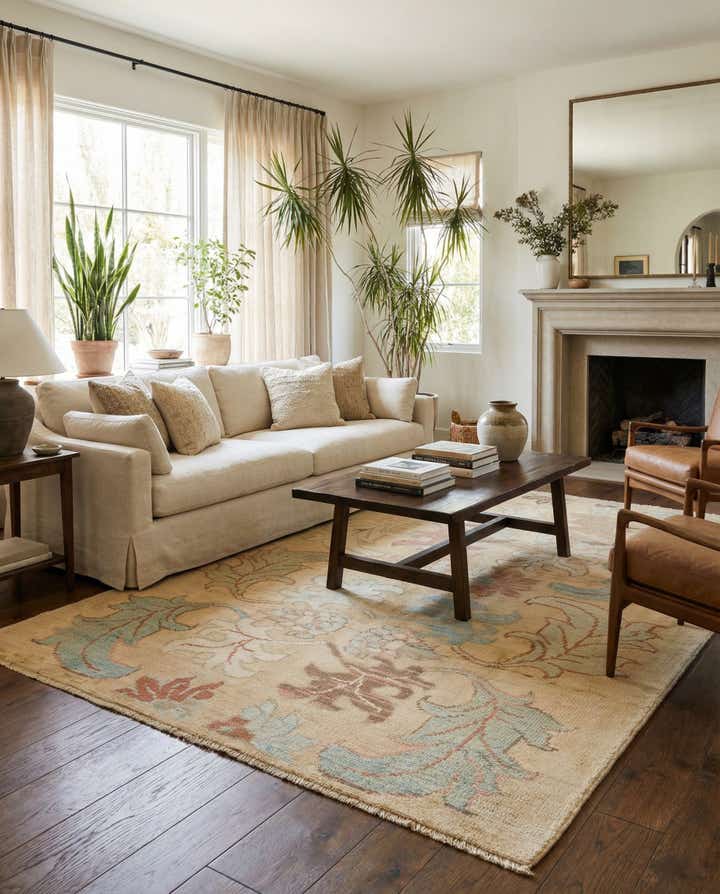 4' 6 x 7' 3 Hand Knotted Oushak Wool Rug