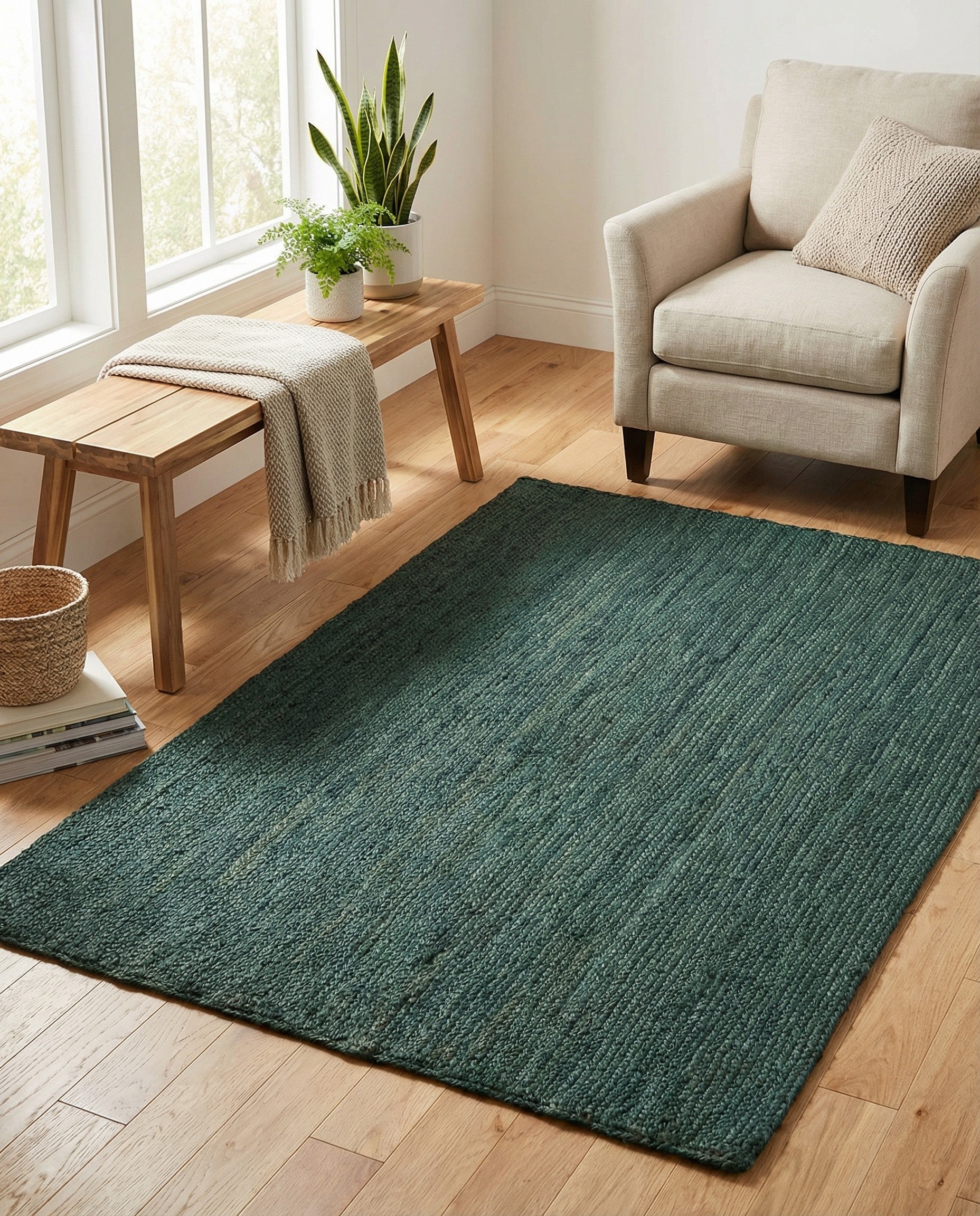  4' 1 x 6' 1  Hand Braided Jute Rug